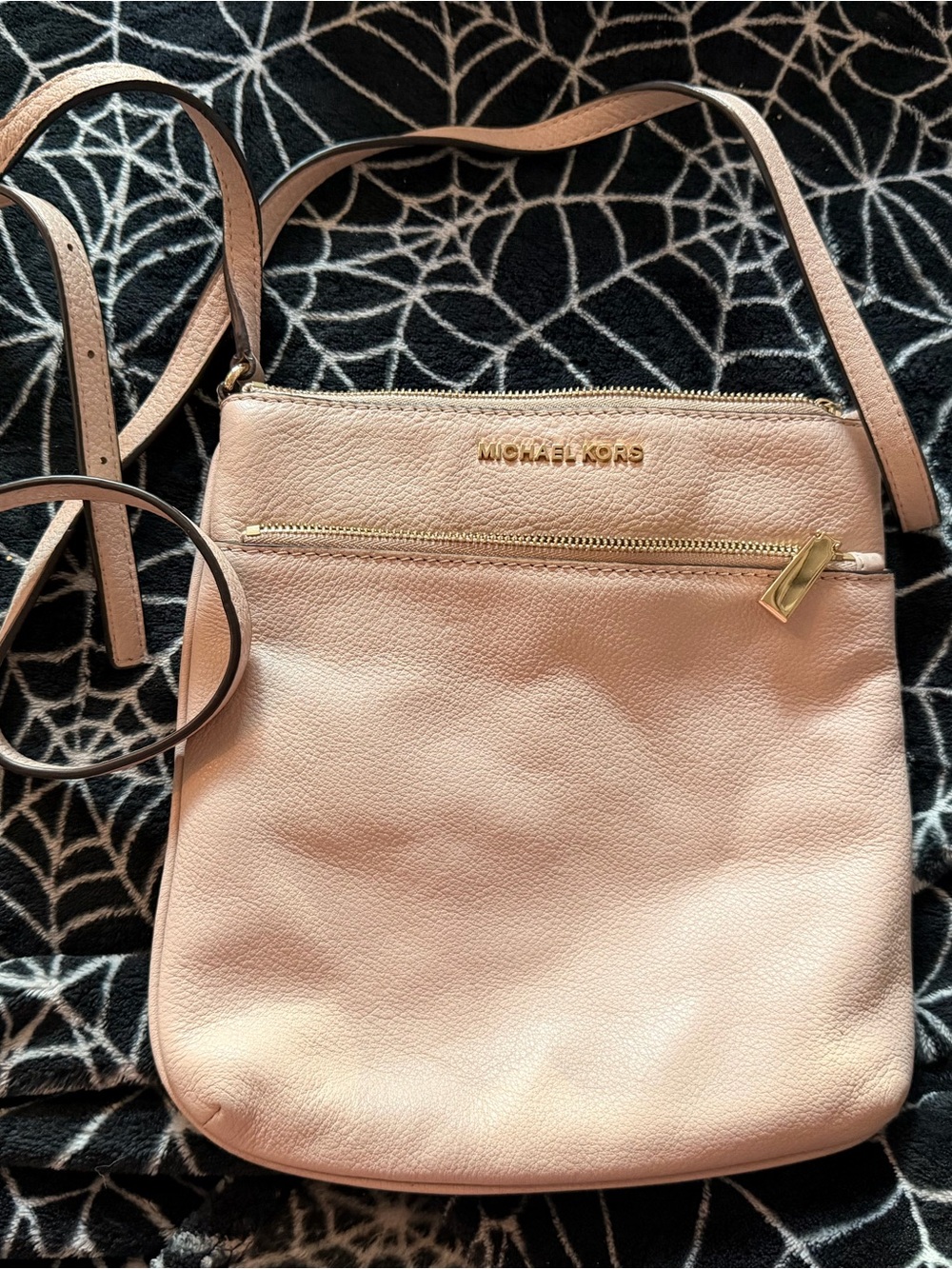 Michael Kors Blush Leather Crossbody Bag with Gold Hardware